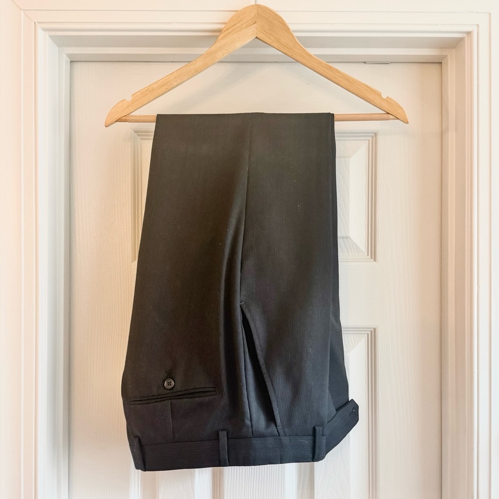Alfani Slim Fit Black Wool Pants w/ Pinstripe 30x30